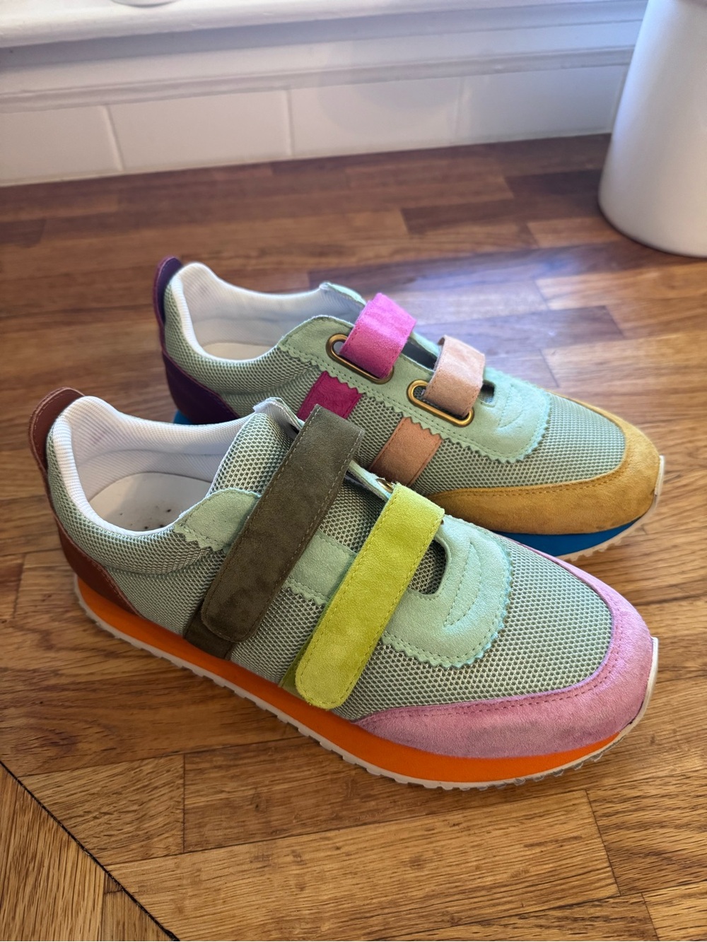 Charlotte Stone Conway Sneakers in "Nassau" colorway - Green, Pink & Yellow